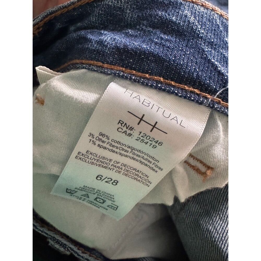 Habitual Denver High Rise Wide Leg Jeans Medium Wash Blue Stretch Size 6 / 28